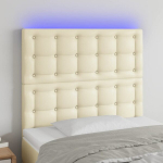 vidaXL LED-voodipeats, kreemjas, 90x5x118/128 cm, kunstnahk