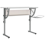 vidaXL k&auml;sit&ouml;&ouml;laud, valge ja hall, 110x53x(58-87) cm, tehispuit/teras