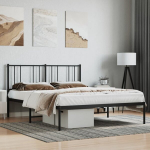 vidaXL metallist voodiraam peatsiga, must, 150x200 cm