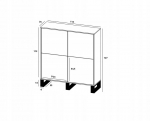Kummut Meble Lindner Wotan Tamm Must Matt 113 cm Kolme Metallraamiga, 113 x 127 x 35