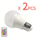 1tk/2tk/4tk Nutikas 16-V&auml;rvi Kodune Pirn Puldi, E27 220V 10W RGB LED Pirn, 2vnt