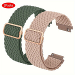 2tk Nailonist Punutud Rihmad Samsungi & Huawei Nutikelladele - Veekindel, Takjakinnitus, Veniv Kangas Rihmariba.