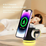 Magnetiline 4-&uuml;hes juhtmevaba laadija Apple watch Airpods., Juoda