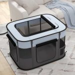 Kokkupandav lemmikloomade m&auml;nguaedik hoiukotiga, kutsikatele ja kassipoegadele, siseruumides ja &otilde;ues, Hall, Pilka