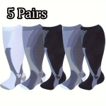 5 paari kompressioonsukad meestele ja naistele - nailonsegu triibulised sokid , XXL