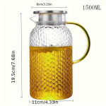 LDQ borosilikaatklaasist kann roostevabast terasest kaanega - 1500ml vastupidav karahvin. , 1500 ml