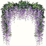 3tk 173.74cm/tk Kunstlilled Wisteria Vanik Kunstlik Wisteria Viinapuu Rippuv Lill Rohelus Vanik Kodu Aed V&auml;ljas Pulmade Kaare Lill Kevad Suvi Dekoratsioon, Violetinė