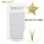 4D 0.07 204 Valet Ripsmed Kitsas Tipud Terav Tip Vol&uuml;&uuml;m Ripsmepikendused, 4D 0,07 D 10mm