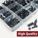 380tk M3 Isane Emane Nailon Hex Distants Polt Mutter Keermestatud Sammal PCB Emaplaat Komplekt Must