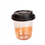 360ml 400ml Kaubanduslik Kodune U-kujuline Rasvakupp L&auml;bipaistev &Uuml;hekordselt Kasutatav Jook Plastikust Kaas, 400 ml puodelis + juodas dangtelis 30 pak