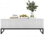 Kohvilaud Meble Lindner 110 cm valge matt, metallraam