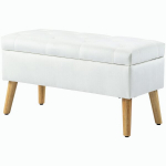 Polsterbank hoiustamisfunktsiooniga, sametise viimistlusega kangas, puidust jalad, elutuppa, magamistuppa, esikusse, 80 x 35 x 42 cm, valge