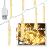 USB-toitega vihmapiiskade kujuline LED-valgusriba LIVMAN cxg001, 10m, 80LED-i