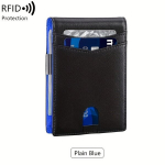 Minimalistlik Mitmefunktsionaalne &Otilde;huke Meeste Rahakott, Kaardihoidja Raha Klipp, RFID Blokeerimine, Stiilne Bifold PU Nahast Rahakott., Paprasta juoda+mėlyna