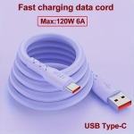 120W 6A &uuml;likiire laadimine ja andmeedastus USB-C kaabel Huawei, Xiaomi, SamSung jaoks, Violetinė