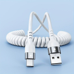 66W 5A USB Type-C Kiirlaadimine Andmesidekaabel Kevadine Teleskooptross Samsung Huawei Android Telefoni Tarvikud, Baltas
