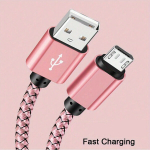60W Mikro USB Kaabel: Nailonpunutud Android Laadija Samsung, LG, Nokia, Sony jaoks., Rožinis