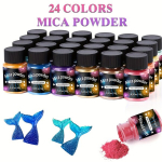 24 v&auml;rvi vilgupulber - 10G looduslik pigment epoks&uuml;vaigule, k&uuml;&uuml;nlatele, autode &otilde;huv&auml;rskendajatele, v&auml;rvidele ja DIY-v&auml;rvainetele.