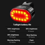 1tk/2tk M&auml;giratta Esituled ja Tagatuled, LED USB Laetav, Lenksukinnitusega, K&otilde;rge Heledusega &Ouml;iseks S&otilde;iduks., Raudoni galiniai žibintai