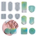 16tk/komplekt DIY Epoksi Resin Ripats Silikoonvorm &Uuml;mmargune S&uuml;da Ovaalne Ruut Јuveelikastmiseks