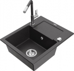 Graniidist k&ouml;&ouml;givalamu Mexen Enzo koos segisti ja sifooniga, Black granite+Black granite/Chrome