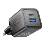 GaN laadija, Type-C, USB, PD30W, kahekordne kiire laadimine - Vention (FEQB0-EU) - Must