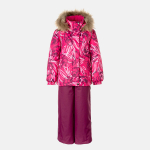 Huppa T&uuml;drukute talvekomplekt MARVEL, fuchsia pattern/ burgundy, 146 cm