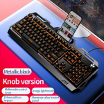 YINDIAO V2 Arvuti Juhtmega Klaviatuur E-sport M&auml;ngimiseks Universaalne USB. , Rankenėlės versija Juoda geltona &scaron;viesa