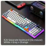 Juhtmega M&auml;nguhiir Ja Klaviatur Komplekt, Mitmev&auml;rviline Hingav Klaviatuur. , Balta Pilka Oranžinė