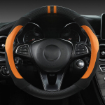 Universaalne PU-nahast roolikate siseringiga - Mugav haare, Libisemiskindel, Vastupidav, Higiimav enamikele auto/veok/SUV mudelitele. , Violent Orange-Round (1855 Suede) Novatori&scaron;ka automobilio apdaila