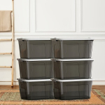 6tk Plastikust Ladustamiskast koos Kaantega, L&auml;bipaistev Must ja Valge , Juoda