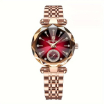 Naiste kvartsist kell, 719 Rose Golden Red Surface plieno diržo modelis
