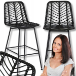 K&ouml;&ouml;k Hocker baaritool seljatoega rotangist punutud Boho JERRY