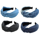 Naiste ehtekomplektid, naiste sinine, teksane juuksepael, laiad peapaelad, libisemiskindlad naiste peapaelad Boho turbanipeapaelad, elastsed peapaelad,