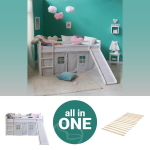 R&otilde;dup&otilde;randaga voodi libisemisega, 90x200 cm, valge ja hall