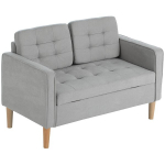 HOMCOM 2-kohaline diivan, panipaigaga diivan, puidust jalad, polsterdatud diivan, kahekordne sametne diivan elutuppa, magamistuppa, 117x 62 x 78 cm, helehall | Aosom, &Scaron;viesiai pilka