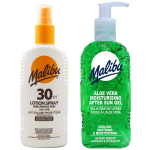 Malibu SPF30 veekindel pihusti 200 ml + Aloe p&auml;ikesej&auml;rgne geel 200 ml