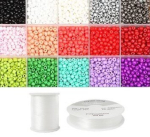 Niidid ja klaasist &uuml;mmargused toruhelmed 6/0 RainBow&reg; 15 heledat v&auml;rvi, iga&uuml;ks 10 g komplekt