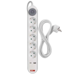 Toitejuhe 5 pistikupesaga +1&times;USB-A + 1&times;USB-C 3 m valge