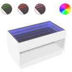 kohvilaud，tugitoolilaud，diivanilaud LED-tuledega, valge, 90x50x50 cm CFE800626