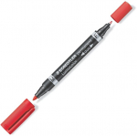 Marker Lumocolor duo kahe otsaga 0,6/1,5mm punane,Staedtler /10/50/1000