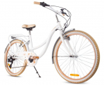 24-tolline linnaratas t&uuml;drukutele, Shimano 7 k&auml;igu s&uuml;steemiga, Dmuchawiec, valge ja beež v&auml;rv, Sun Baby