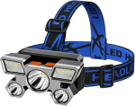 Pealamp, laadiv esilatern, 5 LED 4 režiimi Ultra Bright veekindlad esituled, v&otilde;imsad esilaternad jahip&uuml;&uuml;gi matkamiseks (sinine)
