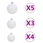 vidaXL 61-osaline j&otilde;ulukuulide komplekt, 150 LEDi, valge ja hall