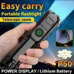 Laetav LED Taskulamp Zoomiga, LED žibintuvėlis - 1500 mAh