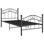 Voodiraam vidaXL, must, metallist, 90 x 200 cm, Juoda