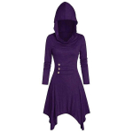 Halloweeni kost&uuml;&uuml;mid Naiste kost&uuml;&uuml;mid pitsige kapuutsiga kampsun k&otilde;rge madala sidemega lo, Purple_5XL