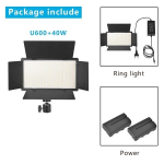 Nagnahz U800 LED Photo Studio Light-Anforchat Video Valgustus on &otilde;ige, YouTube ja Game Broadcast-na-U600-LB 2 aku