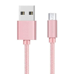 Kaabel Sony Xperia XA ULTRA, XA, X PERFORMANCE, Z1, Z2, Z3, Z5, Z5 COMPACT, M4 AQUA, E5 - Roosa nailonkootud USB kaabel [Phonillico&reg;]