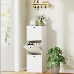 Kingakapp, 3 sahtlit, mahutab kuni 12 paari kingi, puitlaastplaat, valge